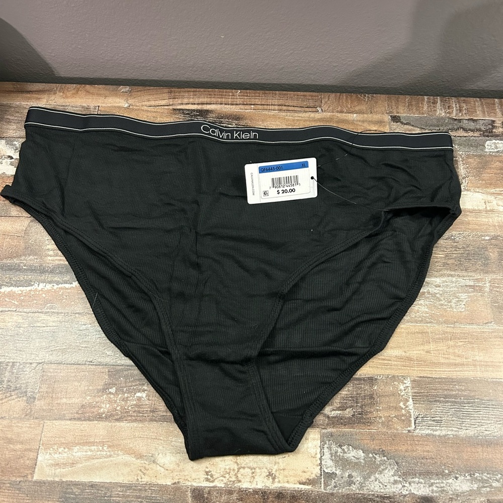 Calvin Klein Women's Black Panties with White Trim
